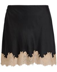 RIXO London - Ariah Lace-Trim Satin Mini Skirt - Lyst