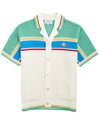 Casablanca - Tennis Club Striped Crochet-Knit Shirt - Lyst