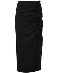 Ganni - Bow-embellished Ruched Midi Skirt - Lyst