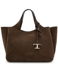 Tod's - Manici Mini Trac Pelle T Pend Suede Top Handle Bag - Lyst