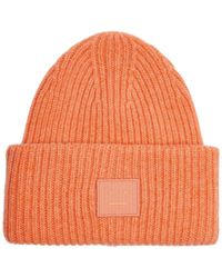 Acne Studios - Pansy Face Ribbed Wool Beanie - Lyst