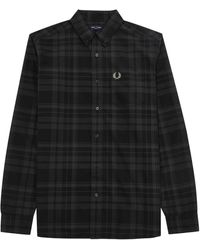 Fred Perry - Checked Logo-embroidered Cotton Shirt - Lyst