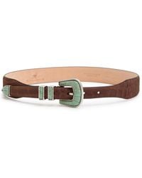 Silver Ostrich - Crazy Embossed Nubuck Belt - Lyst