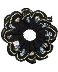 Damson Madder - Floral-Embroidered Cotton Scrunchie - Lyst