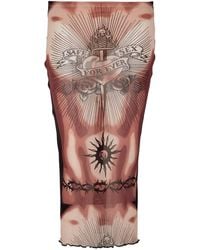 Jean Paul Gaultier - Safe Sex Tattoo Printed Tulle Midi Skirt - Lyst