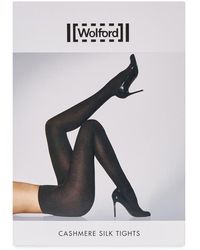 Wolford Black Cashmere And Silk Blend Tights - Size L