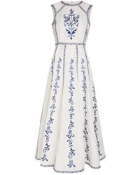 Emporio Sirenuse - Clodette Embroidered Cotton-Poplin Midi Dress - Lyst