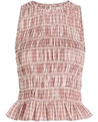 Faithfull the Brand - Cales Checked Shirred Cotton-Poplin Top - Lyst