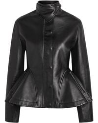 Alaïa - Panelled Peplum Leather Jacket - Lyst