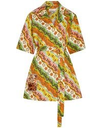 ALÉMAIS - Janine Printed Belted Cotton Mini Shirt Dress - Lyst