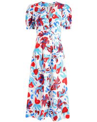 Diane von Furstenberg - Heather Floral-Print Cotton-Blend Midi Dress - Lyst