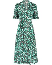 Diane von Furstenberg - Erica Printed Cotton Midi Dress - Lyst