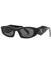 Prada - Narrow Oval-Frame Sunglasses - Lyst