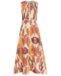 Emporio Sirenuse - Clodette Printed Cotton And Linen-Blend Midi Dress - Lyst