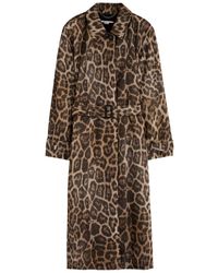 Stella McCartney - Leopard-Print Belted Woven Trench Coat - Lyst