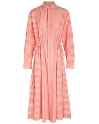 Polo Ralph Lauren Striped Silk-Blend Dress in White | Lyst