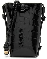 Ganni - Bou Crocodile-Effect Leather Cross-Body Bag - Lyst