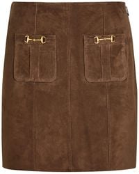 RIXO London - Wiley Horsebit-Embellished Suede Mini Skirt - Lyst