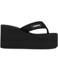 Coperni 90 Canvas Thong Wedge Sandals - Black