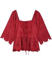 Damson Madder - Lana Broderie Anglaise Cotton Blouse - Lyst