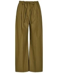 Another Tomorrow - Drawstring Straight-Leg Cotton-Poplin Trousers - Lyst