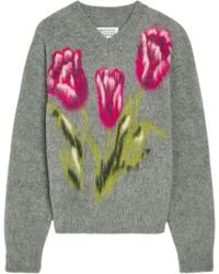 Maison Margiela - Floral-Intarsia Brushed Wool-Blend Jumper - Lyst