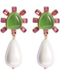 Kenneth Jay Lane - Crystal And Pearl-embellished Clip-on Drop Earrings - Lyst