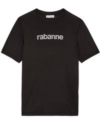 Rabanne - Logo-Embellished Satin-Jersey T-Shirt - Lyst