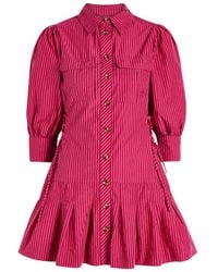 Damson Madder - Maisie Striped Cotton Mini Shirt Dress - Lyst