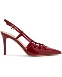 Gianvito Rossi - Eloise 85 Cut-Out Glossed Leather Slingback Pumps - Lyst