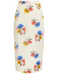 Emilia Wickstead - Lorelei Floral-Printed Faille Midi Skirt - Lyst