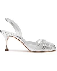 Manolo Blahnik - Makanaksli 70 Metallic Leather Slingback Pumps - Lyst