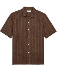 Universal Works - Road Striped Linen Shirt - Lyst