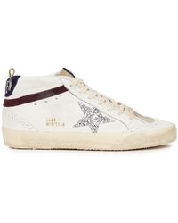 Golden Goose - Mid Star Distressed Leather Sneakers - Lyst