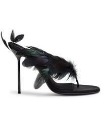 Paris Texas - Lidia Feather 105 Crepe Thong Mules - Lyst