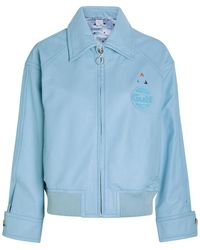 AN-Y1 - Cargo Bomber Logo-Embossed Leather Bomber Jacket - Lyst