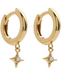 Astrid & Miyu - Cosmic Star Charm 18Kt-Plated Hoop Earrings - Lyst