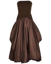Jonathan Simkhai - Izzy Strapless Ribbed-Knit And Shell Midi Dress - Lyst