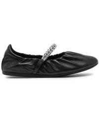 Jimmy Choo - Jade Crystal-Embellished Leather Ballet Flats - Lyst