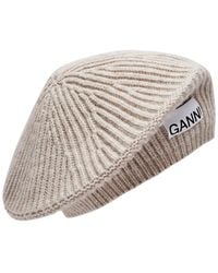 Ganni - Ribbed Wool-blend Beret - Lyst