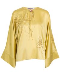 BERNADETTE - Naomi Embellished Stretch-Silk Blouse - Lyst