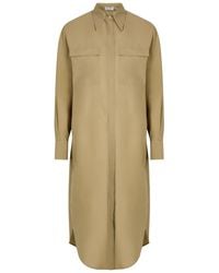 Brunello Cucinelli - Crinkled Cotton-Blend Midi Shirt Dress - Lyst