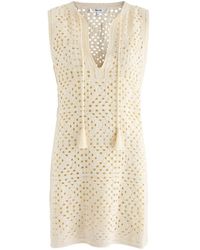 FRAME - Crochet Tasselled Mini Dress - Lyst