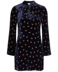 RIXO London - Calla Floral-Embroidered Velvet Mini Dress - Lyst