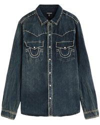 True Religion - Western Contrast-Stitch Denim Shirt - Lyst