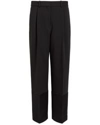 Tory Burch - Satin Cuffs Cropped Crepe Trousers - Lyst