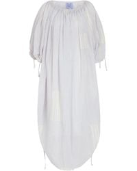Thierry Colson - Athenais Striped Ruched Cotton Midi Dress - Lyst