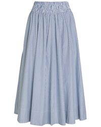 Suzie Kondi - Kyria Striped Cotton-Poplin Midi Skirt - Lyst