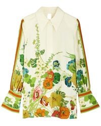 ALÉMAIS - Constance Floral-Print Silk-Satin Shirt - Lyst