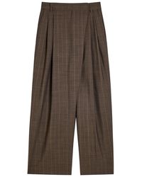 Ganni - Pinstriped Wide-Leg Wool Wrap Trousers - Lyst